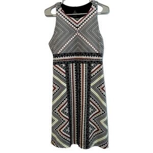 Prana Black White and Burgundy Patterned Racerback Dress